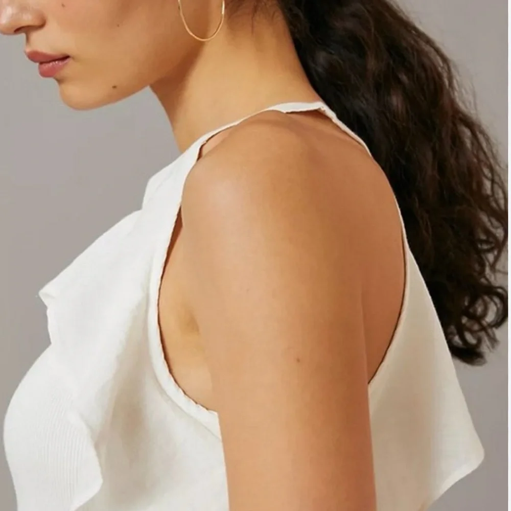 Maeve Cream Ruffle Halter Tank - Picture 4 of 5